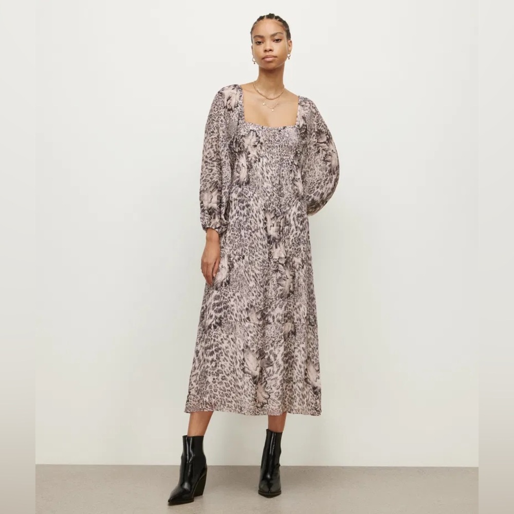 All Saints Amara Laetres Midi Dress